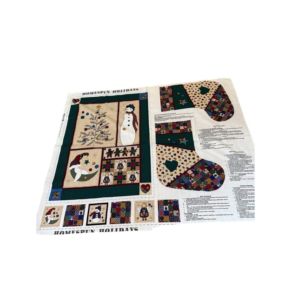 Cranston Homespun Holidays Christmas Cut Sew Fabric Panel Stockings Quilt